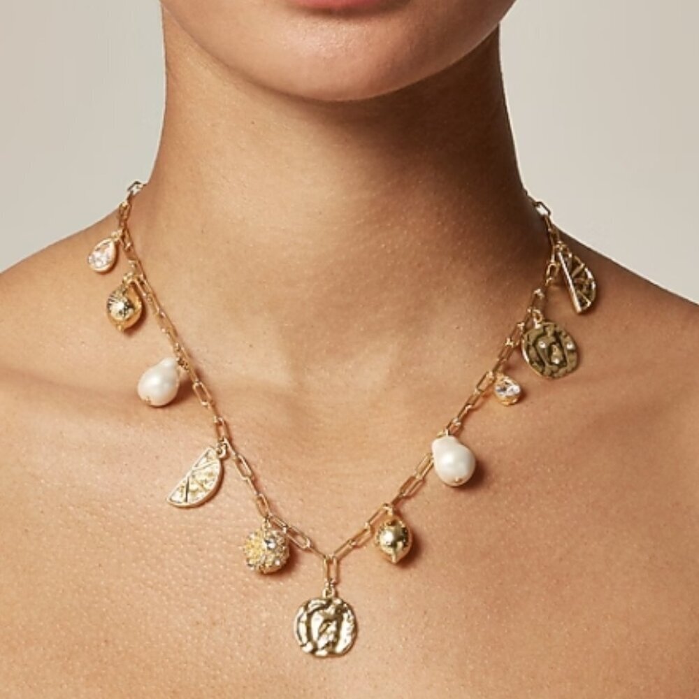 J.Crew Nautical Lemon Charm Necklace – Shiny Matte Gold – NWT - Picture 2 of 3